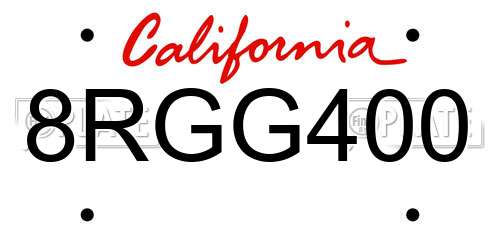 8RGG400 California License Plate