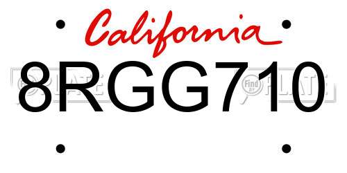 8RGG710 California License Plate