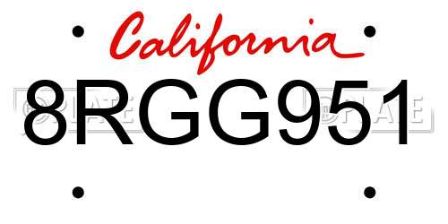 8RGG951 California License Plate