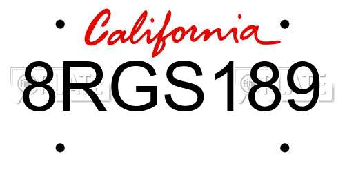 8RGS189 California License Plate