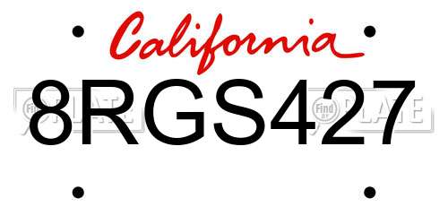 8RGS427 California License Plate