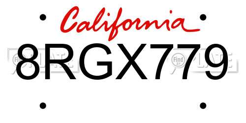8RGX779 California License Plate