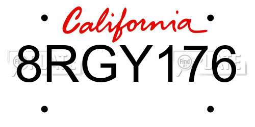 8RGY176 California License Plate
