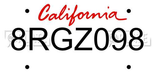 8RGZ098 California License Plate