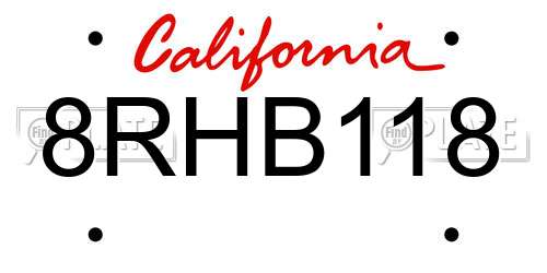 8RHB118 California License Plate
