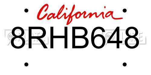 8RHB648 California License Plate