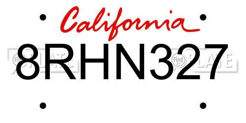 8RHN327 California License Plate