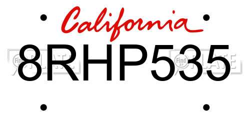 8RHP535 California License Plate