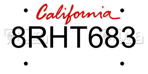 8RHT683 California License Plate