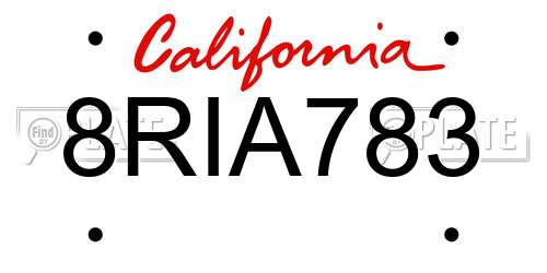 8RIA783 California License Plate