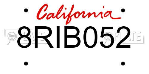 8RIB052 California License Plate