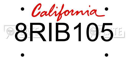 8RIB105 California License Plate