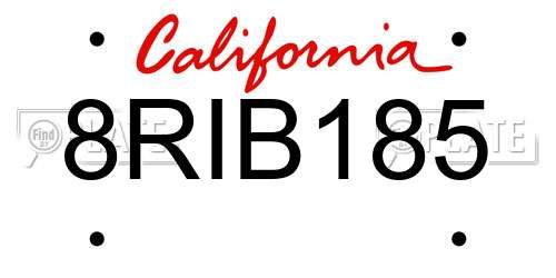 8RIB185 California License Plate