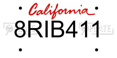 8RIB411 California License Plate