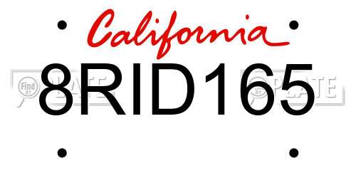 8RID165 California License Plate