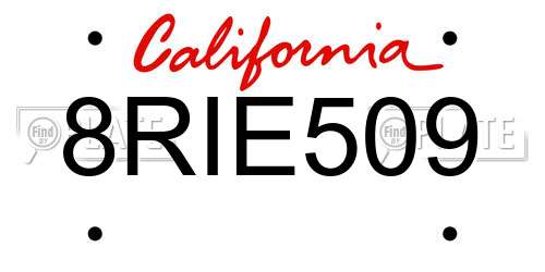 8RIE509 California License Plate