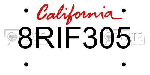 8RIF305 California License Plate