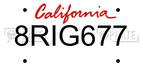 8RIG677 California License Plate