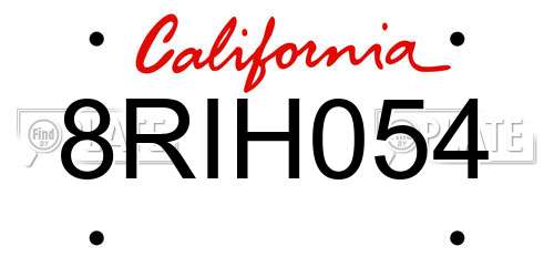 8RIH054 California License Plate