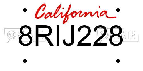 8RIJ228 California License Plate