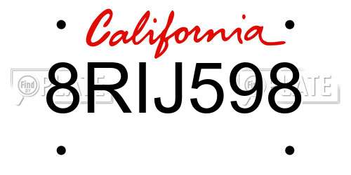 8RIJ598 California License Plate