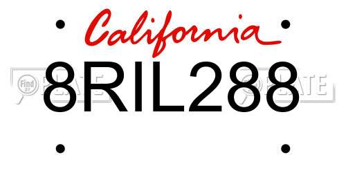 8RIL288 California License Plate
