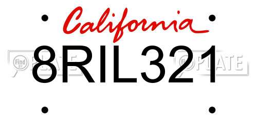 8RIL321 California License Plate