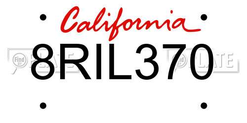 8RIL370 California License Plate