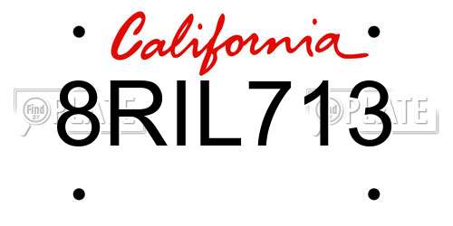 8RIL713 California License Plate