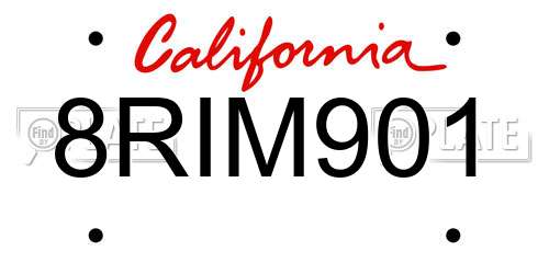 8RIM901 California License Plate