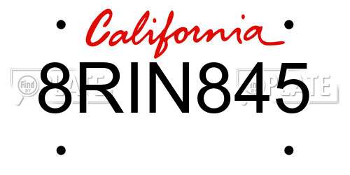 8RIN845 California License Plate