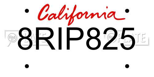 8RIP825 California License Plate