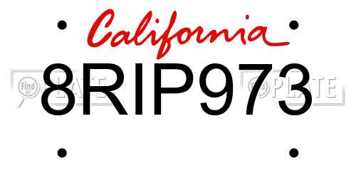 8RIP973 California License Plate