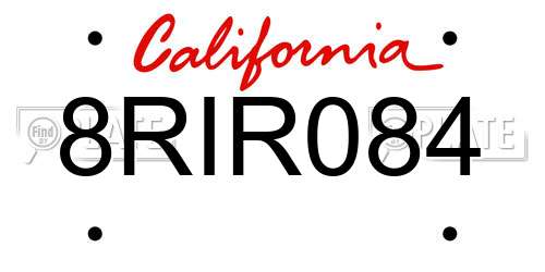 8RIR084 California License Plate