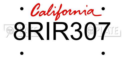 8RIR307 California License Plate
