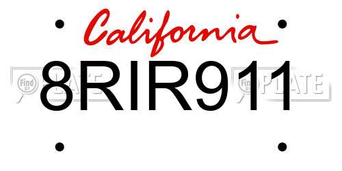 8RIR911 California License Plate