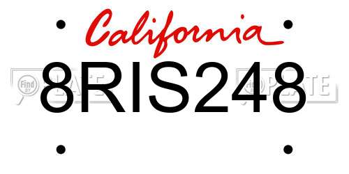 8RIS248 California License Plate