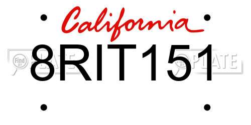 8RIT151 California License Plate