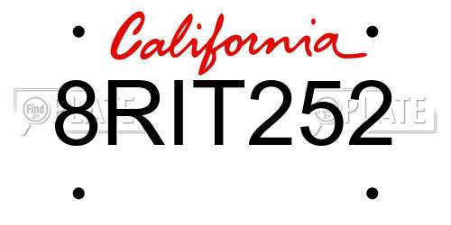 8RIT252 California License Plate