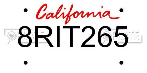 8RIT265 California License Plate