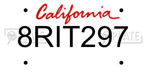 8RIT297 California License Plate