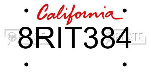 8RIT384 California License Plate