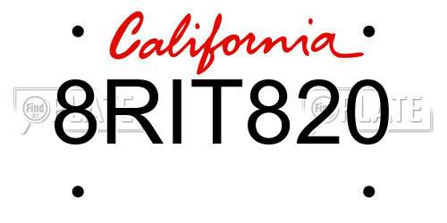 8RIT820 California License Plate