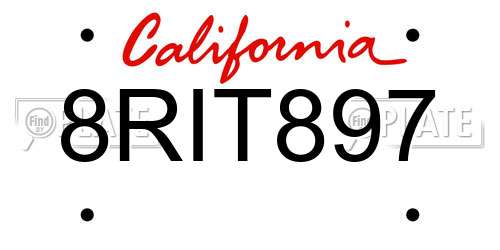 8RIT897 California License Plate