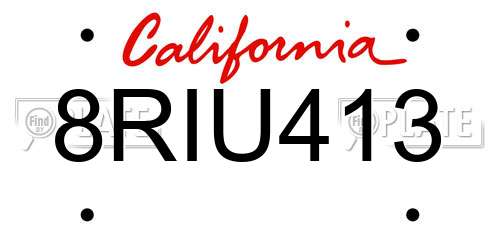 8RIU413 California License Plate