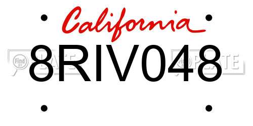 8RIV048 California License Plate