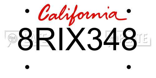8RIX348 California License Plate