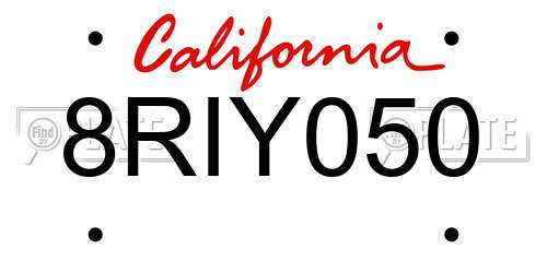 8RIY050 California License Plate