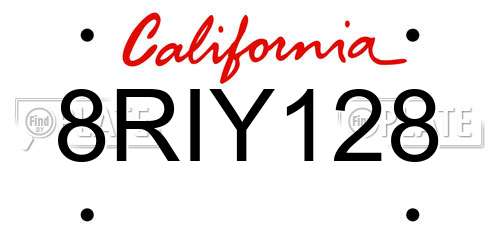 8RIY128 California License Plate