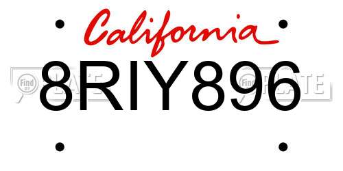 8RIY896 California License Plate
